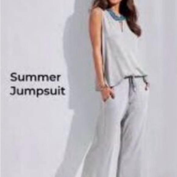CAbi Pants - CAbi Summer Jumpsuit Gray Sleeveless Size Medium PTP 20” EUC